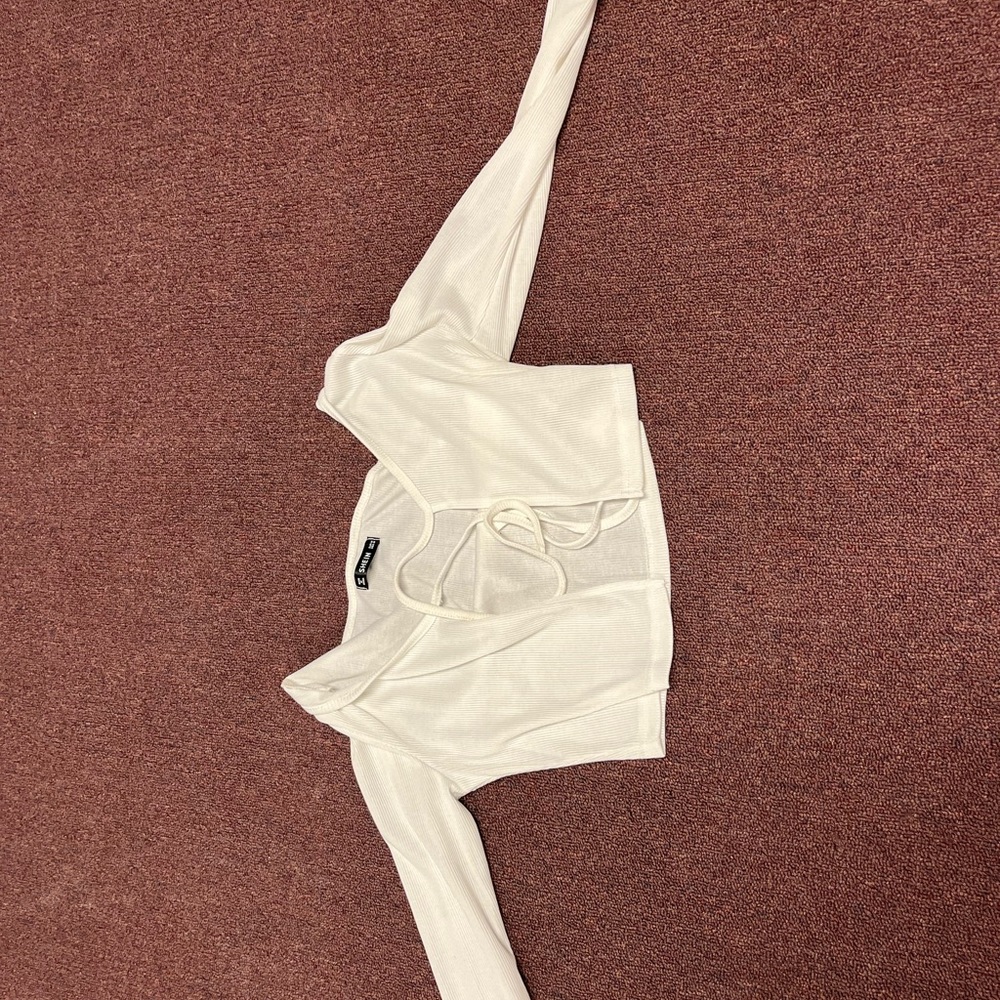 White tie up blouse